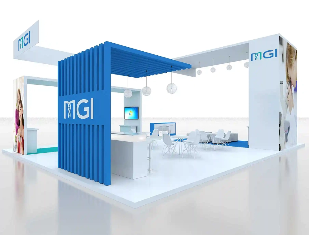 Booth with open design and product displays